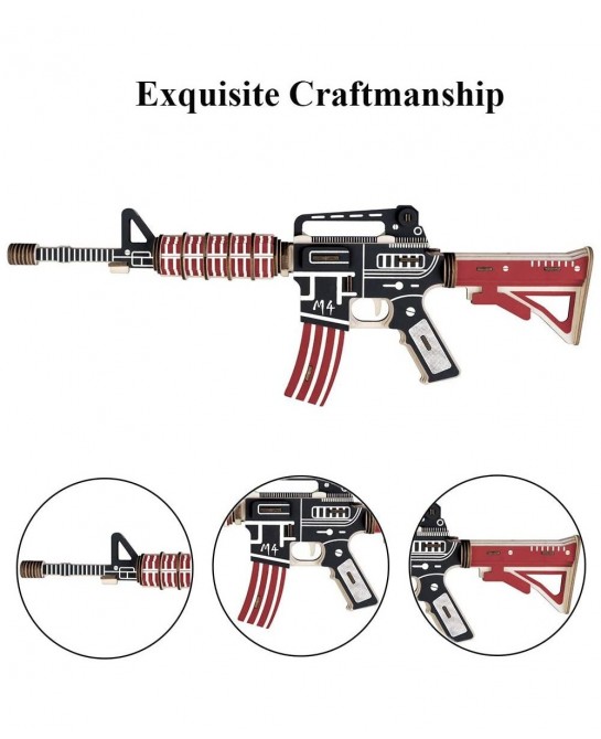 3D Wooden Puzzle M4 Caribine DIY Handmade Wood Jigsaw Puzzle Weapon Self-Assembly Puzzle Gun Model for Adult and Kids $29.87 ...