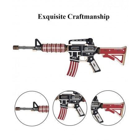 3D Wooden Puzzle M4 Caribine DIY Handmade Wood Jigsaw Puzzle Weapon Self-Assembly Puzzle Gun Model for Adult and Kids $29.87 ...