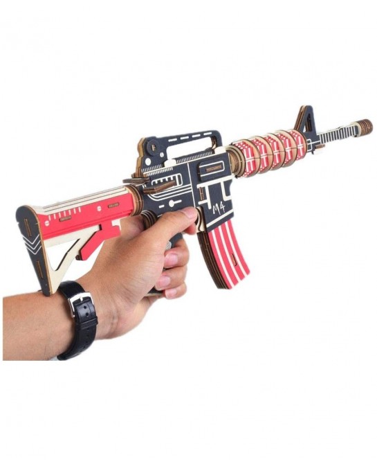 3D Wooden Puzzle M4 Caribine DIY Handmade Wood Jigsaw Puzzle Weapon Self-Assembly Puzzle Gun Model for Adult and Kids $29.87 ...