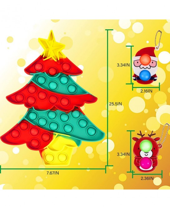 Big Pop Fidget Toys Christmas Pop Fidget Toy Pack Pop Bubble Christmas Tree Toys Pack for Kids and Adults Christmas Party Fav...