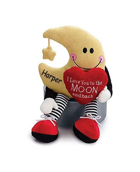 Personalized Valentine's Day I Love You to The Moon and Back Plush Stuffed Animal Toy for Boys or Girls Valentine Gift $44.25...