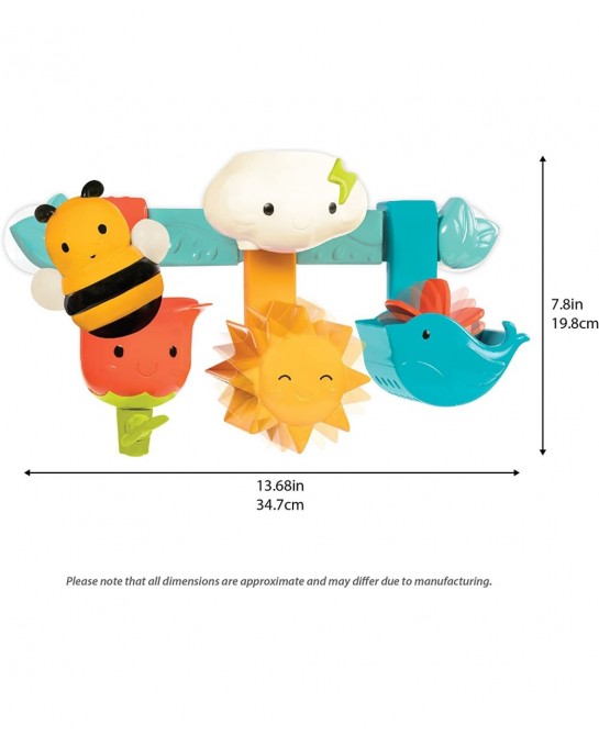 – Baby Bath Toy Bar – Spin N Sort Spout – 6 Removable Pieces and 2 Suction Cups – Stackable Sortable Spinnable Bath Toys for ...