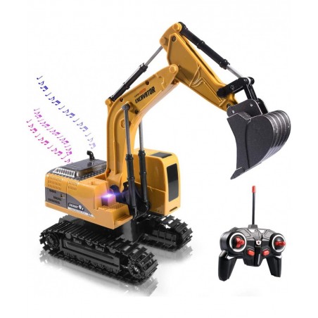 Remote Control Excavator Toy - Rc Excavators Metal Shovel for Kids Age 4-7 8 9 10 Year Old Boys Girls Birthday Gifts Recharga...