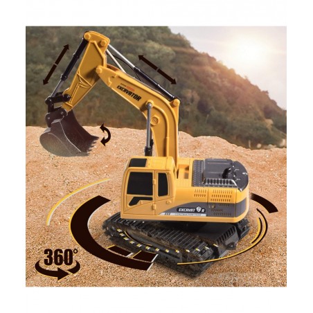 Remote Control Excavator Toy - Rc Excavators Metal Shovel for Kids Age 4-7 8 9 10 Year Old Boys Girls Birthday Gifts Recharga...