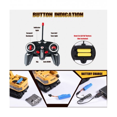 Remote Control Excavator Toy - Rc Excavators Metal Shovel for Kids Age 4-7 8 9 10 Year Old Boys Girls Birthday Gifts Recharga...