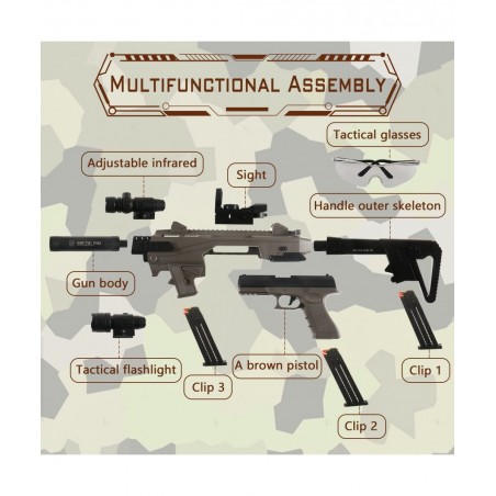 Combination Soft Bullet Toys Gun for Boys Empty Shell Ejecting Design 2 Modes Blasting Toy Foam Blaster with 30 Soft Foam Bul...