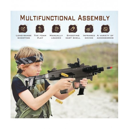 Combination Soft Bullet Toys Gun for Boys Empty Shell Ejecting Design 2 Modes Blasting Toy Foam Blaster with 30 Soft Foam Bul...