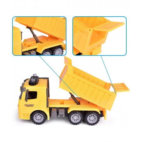 Construction Truck Toys with Street Signs Friction Powered Dump Truck Toy with Sound & Light Construction Toy Vehicle Toy Tru...