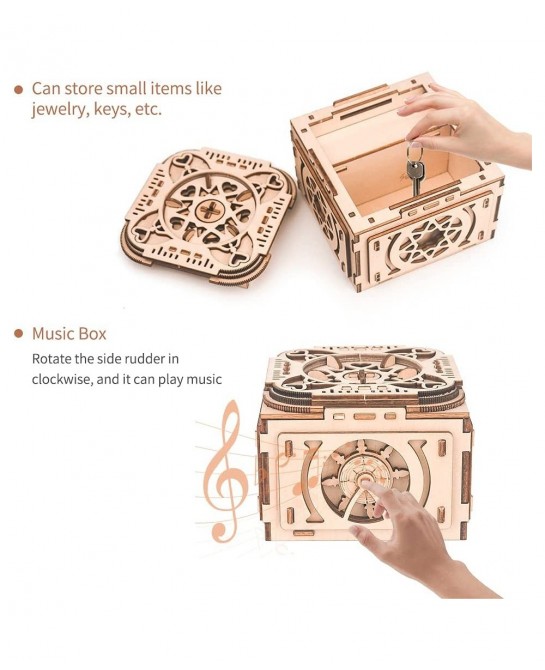 Puzzle Boxes with Hidden Compartments 3D Wooden Puzzle Music Box with Hidden Compartments Jewelry Box Mechanical Model Kits D...