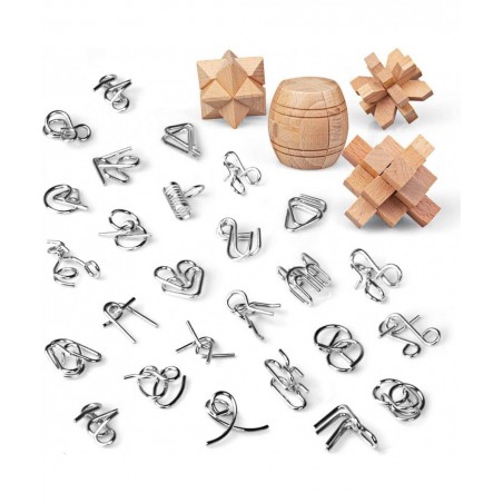 Brain Teaser Puzzles 3D Unlock Interlock Assorted Wooden and Metal Puzzles IQ Logic Puzzle for Adults and Kids Jigsaw Mind Pu...