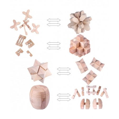 Brain Teaser Puzzles 3D Unlock Interlock Assorted Wooden and Metal Puzzles IQ Logic Puzzle for Adults and Kids Jigsaw Mind Pu...