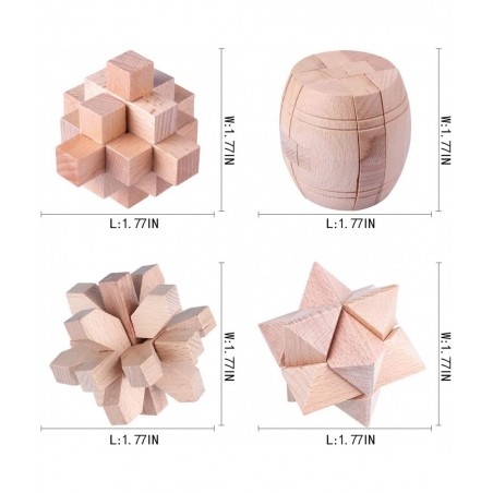 Brain Teaser Puzzles 3D Unlock Interlock Assorted Wooden and Metal Puzzles IQ Logic Puzzle for Adults and Kids Jigsaw Mind Pu...