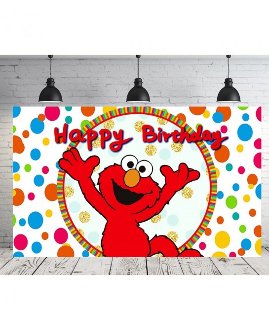 Elmo Backdrop for Birthday Party Supplies 5x3ft Cartoon Banner for Street Party Decorations black One Size $23.36 Kids' Party...