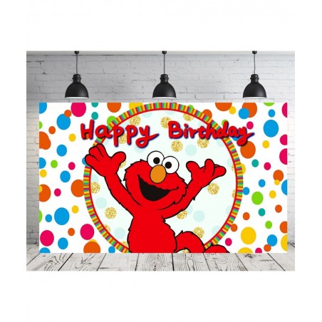 Elmo Backdrop for Birthday Party Supplies 5x3ft Cartoon Banner for Street Party Decorations black One Size $23.36 Kids' Party...