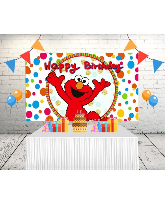 Elmo Backdrop for Birthday Party Supplies 5x3ft Cartoon Banner for Street Party Decorations black One Size $23.36 Kids' Party...