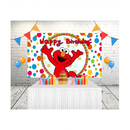 Elmo Backdrop for Birthday Party Supplies 5x3ft Cartoon Banner for Street Party Decorations black One Size $23.36 Kids' Party...