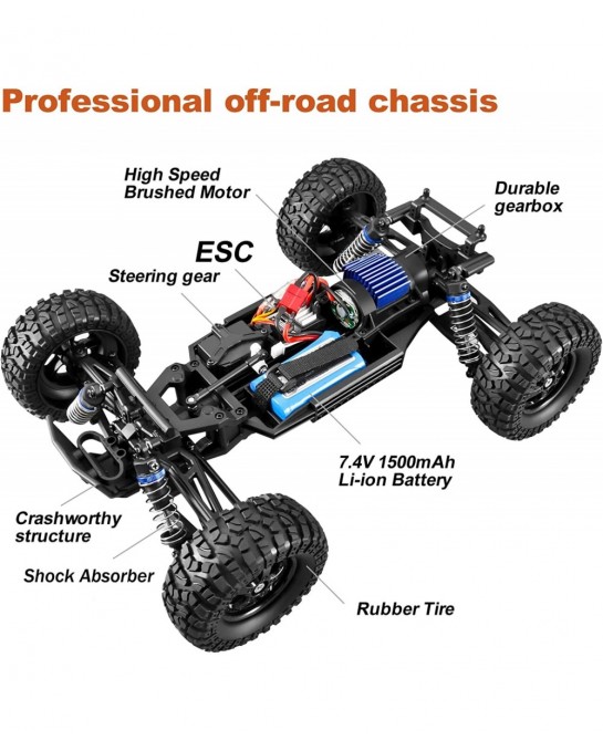 YC280 1:12 Large Remote Control Cars RC Trucks for Adults High Speed 45+Km/h RC Cars for Boys Age 8-12 4WD Hobby All Terrains...
