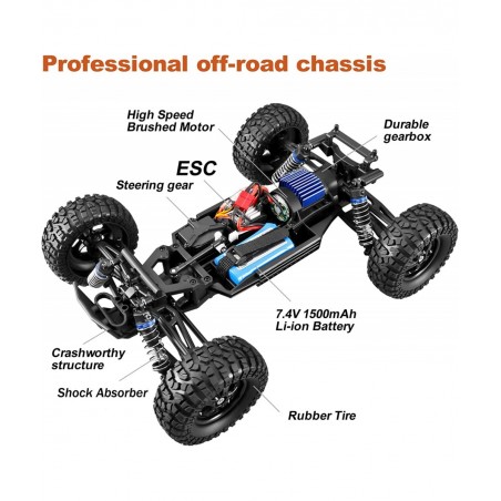 YC280 1:12 Large Remote Control Cars RC Trucks for Adults High Speed 45+Km/h RC Cars for Boys Age 8-12 4WD Hobby All Terrains...