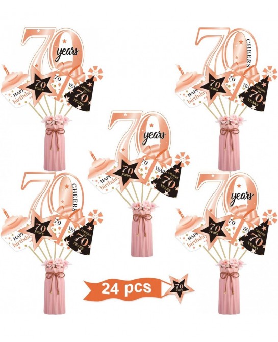 Rose Gold 70th Birthday Party Decoration Set Golden 70th Birthday Party Centerpiece Sticks Glitter Table Toppers for Women 70...