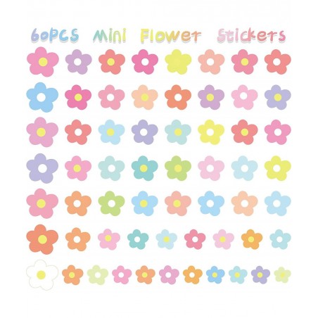 60PCS Mini Flower Stickers for Scrapbooking Mini Flower Shapes Stickers for Water Bottle Kids Self-Adhesive Flower Arts Craft...