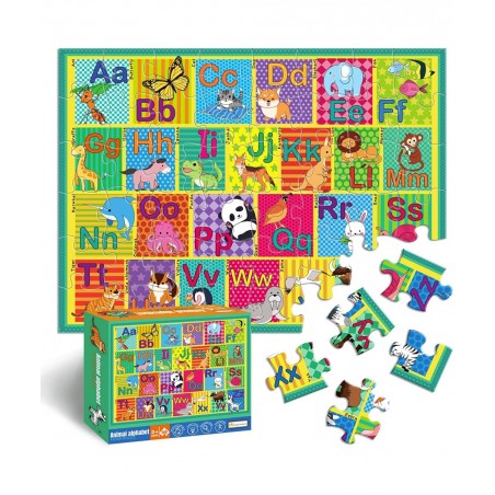 Floor Puzzle for Kids 48 Pcs Animal Letter A-Z Alphabet Puzzle Vivid Animal Design Letter Games for Preschoolers Learning Edu...