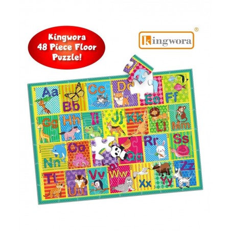 Floor Puzzle for Kids 48 Pcs Animal Letter A-Z Alphabet Puzzle Vivid Animal Design Letter Games for Preschoolers Learning Edu...