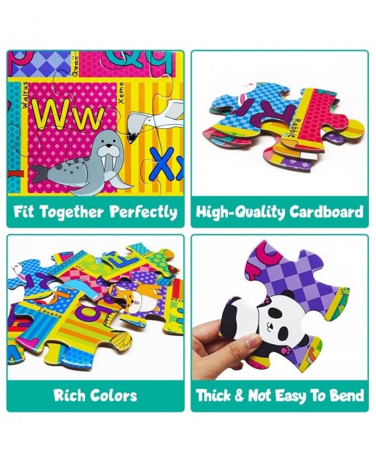 Floor Puzzle for Kids 48 Pcs Animal Letter A-Z Alphabet Puzzle Vivid Animal Design Letter Games for Preschoolers Learning Edu...