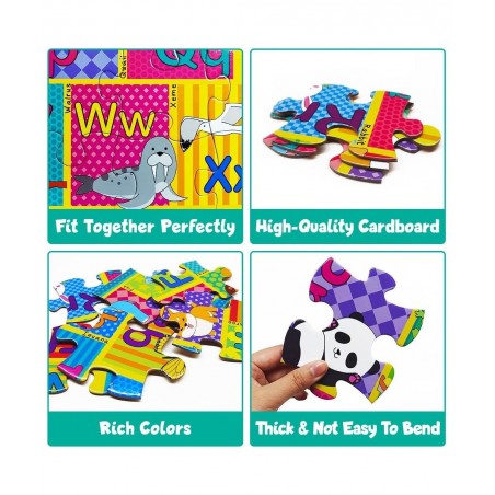 Floor Puzzle for Kids 48 Pcs Animal Letter A-Z Alphabet Puzzle Vivid Animal Design Letter Games for Preschoolers Learning Edu...