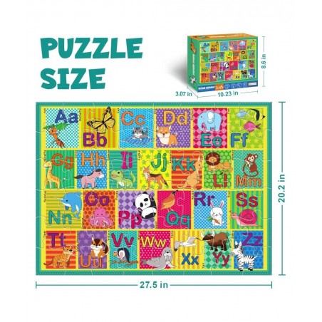 Floor Puzzle for Kids 48 Pcs Animal Letter A-Z Alphabet Puzzle Vivid Animal Design Letter Games for Preschoolers Learning Edu...