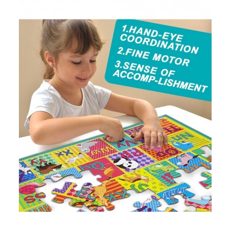 Floor Puzzle for Kids 48 Pcs Animal Letter A-Z Alphabet Puzzle Vivid Animal Design Letter Games for Preschoolers Learning Edu...
