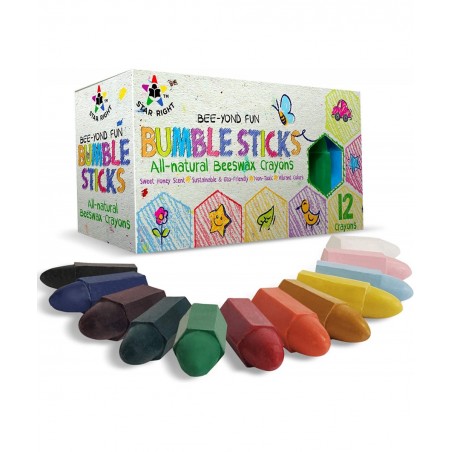 Bumble Sticks 100% Pure Beeswax Crayons Natural Handmade in New Zealand Safe for Toddlers Kids and Children for 1 Year Plus 1...