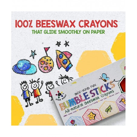 Bumble Sticks 100% Pure Beeswax Crayons Natural Handmade in New Zealand Safe for Toddlers Kids and Children for 1 Year Plus 1...