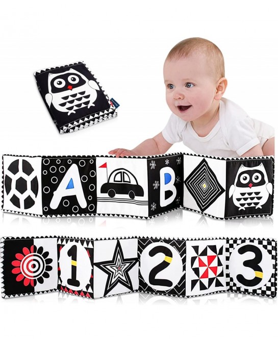 Black and White High Contrast Sensory Toys Baby Soft Book for Early Education Infant Toys 0 3-6 Months Newborn Tummy Time Cri...