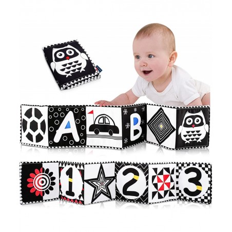 Black and White High Contrast Sensory Toys Baby Soft Book for Early Education Infant Toys 0 3-6 Months Newborn Tummy Time Cri...