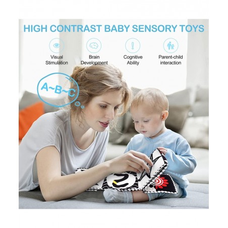 Black and White High Contrast Sensory Toys Baby Soft Book for Early Education Infant Toys 0 3-6 Months Newborn Tummy Time Cri...