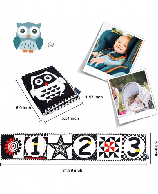 Black and White High Contrast Sensory Toys Baby Soft Book for Early Education Infant Toys 0 3-6 Months Newborn Tummy Time Cri...