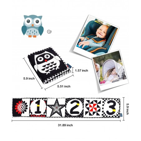 Black and White High Contrast Sensory Toys Baby Soft Book for Early Education Infant Toys 0 3-6 Months Newborn Tummy Time Cri...