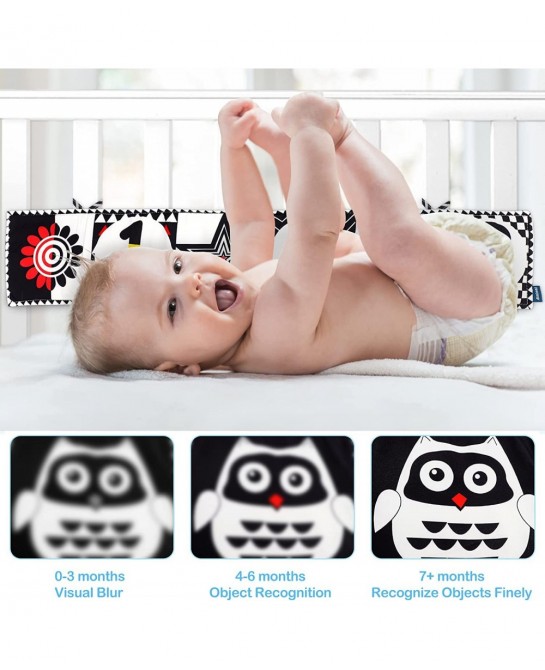 Black and White High Contrast Sensory Toys Baby Soft Book for Early Education Infant Toys 0 3-6 Months Newborn Tummy Time Cri...