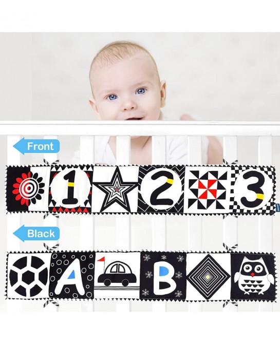 Black and White High Contrast Sensory Toys Baby Soft Book for Early Education Infant Toys 0 3-6 Months Newborn Tummy Time Cri...