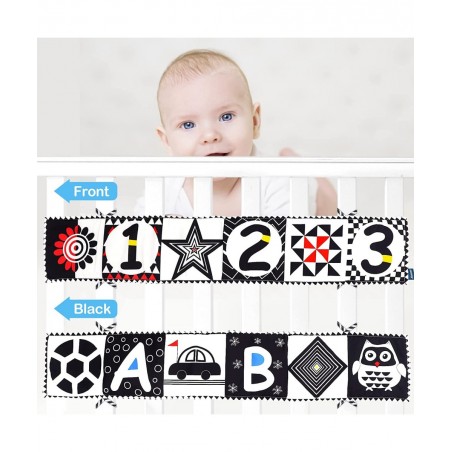 Black and White High Contrast Sensory Toys Baby Soft Book for Early Education Infant Toys 0 3-6 Months Newborn Tummy Time Cri...