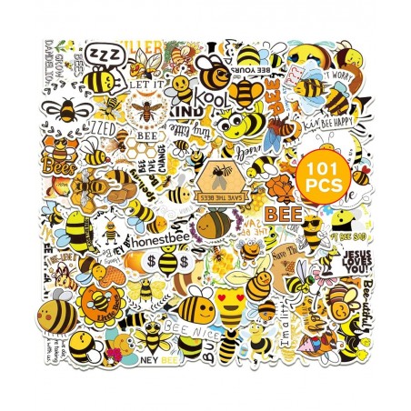 Honey Bee Stickers 101PCS Cute Yellow Cartoon Bumble Bees Animal Decals for Water Bottles Crafts Envelopes Car Scrapbook Wall...