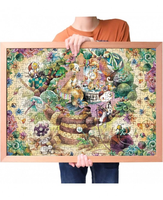 1000 Pieces Jigsaw Puzzles for Adults - Colorful Yarn Plant World a Girl Weaving a Scarf - Onion Spirit - Classic Abstract St...