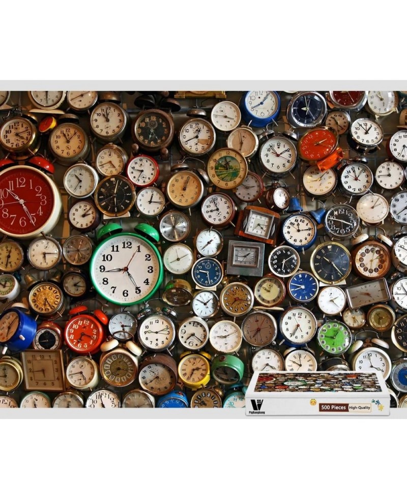 PigBangbang 20.6 X 15.1 Inch Hard Wooden in Box Famous Paintings Bright Colorful - Watches Alarm Clocks Time Counter - 500 Pi...