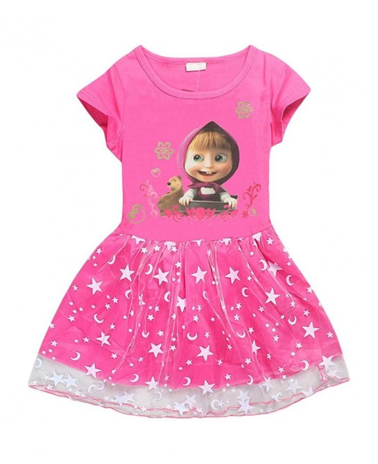Kids Girls Cartoon Dress Masha Cosplay Halloween Costumes Long Sleeve Dress $25.91 Kids' Costumes