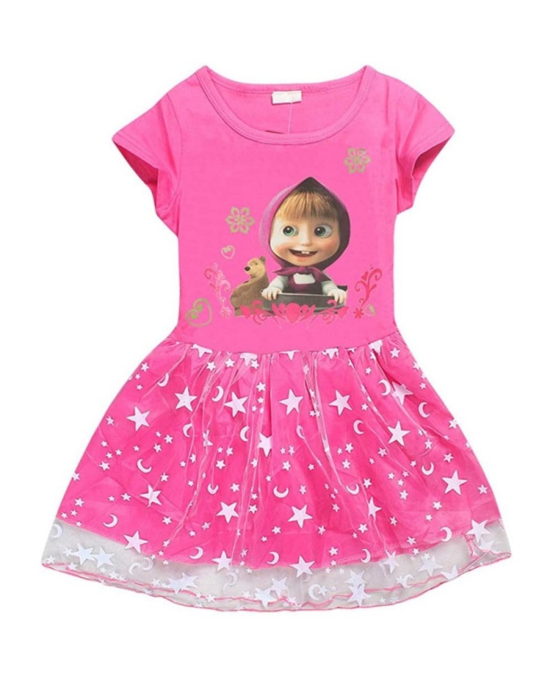 Kids Girls Cartoon Dress Masha Cosplay Halloween Costumes Long Sleeve Dress $25.91 Kids' Costumes