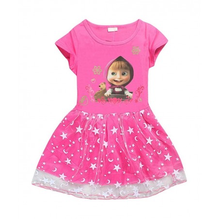 Kids Girls Cartoon Dress Masha Cosplay Halloween Costumes Long Sleeve Dress $25.91 Kids' Costumes
