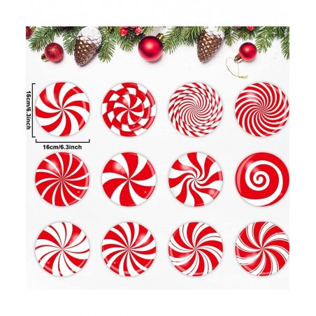 72 PCS Christmas Hanging Swirls Christmas Party Decorations Christmas Candy Hanging Swirl Garland Red Candy Cutouts for Chris...