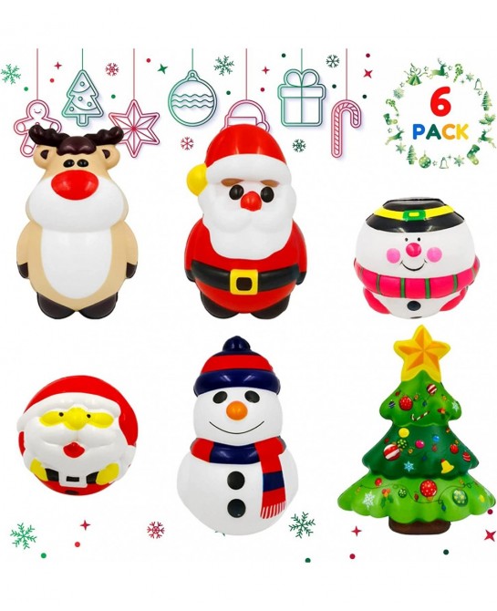6Pcs Squishiess Toy Jumbo Slow Rising Santa Snowman Christmas Tree Elk for Christmas Party Favors Classroom Prizes Birthday G...
