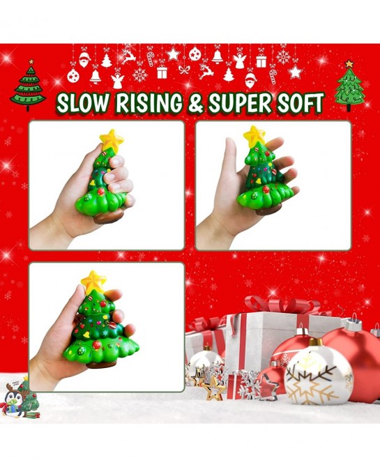 6Pcs Squishiess Toy Jumbo Slow Rising Santa Snowman Christmas Tree Elk for Christmas Party Favors Classroom Prizes Birthday G...