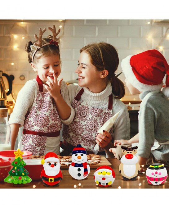 6Pcs Squishiess Toy Jumbo Slow Rising Santa Snowman Christmas Tree Elk for Christmas Party Favors Classroom Prizes Birthday G...